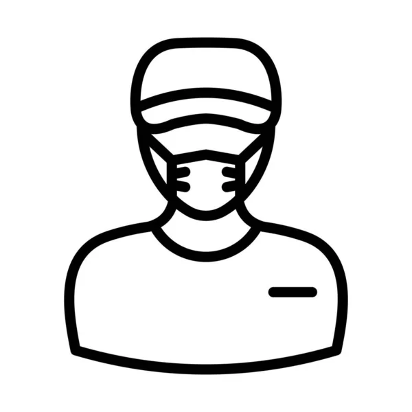 Delivery Boy Wearing Mask Vector Icon Which Can Easily Modify — Stock Vector