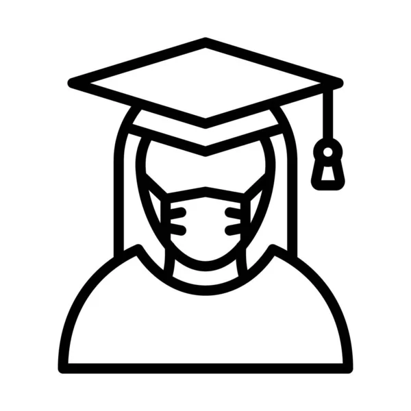 Graduate Wearing Mask Εικονίδιο Διάνυσμα Οποίο Μπορεί Εύκολα Τροποποιήσει Επεξεργαστείτε — Διανυσματικό Αρχείο