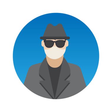 Yüz Maskesi Renk Vektörü simgesine sahip ve kolayca düzenleyebilen Hacker Professions Avatar 