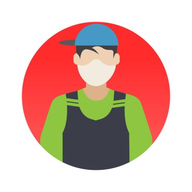 Yüz Maskesi Renk Vektörü simgesine sahip Genç Erkek Meslekleri Avatar Kolayca düzenleyebilir ya da değiştirebilir 