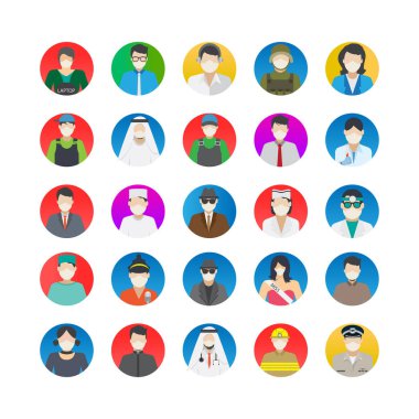 Maske takan profesyonel avatar izole vektör simgeleri ile her bir simge kolayca değiştirilebilir ya da düzenlenebilir