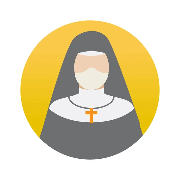 Nun Professions Avatar Face Mask Color Vector Icon Which Can — Stock Vector