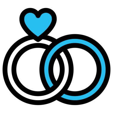 Nişan halkaları, evlilik Kolayca düzenleyebilen vektör simgesini doldur