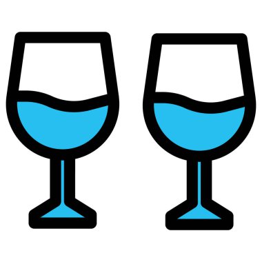  Kutlama, şampanya bardakları Kolayca değiştirilebilen veya düzenlenebilen vektör simgesi