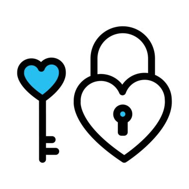  Kalp kilidi, aşk ilhamı Kolayca değiştirebilen veya düzenleyebilen vektör simgesini doldur