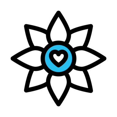  Çiçek, kalp vektör simgesi Kolayca değiştirilebilir veya düzenlenebilir