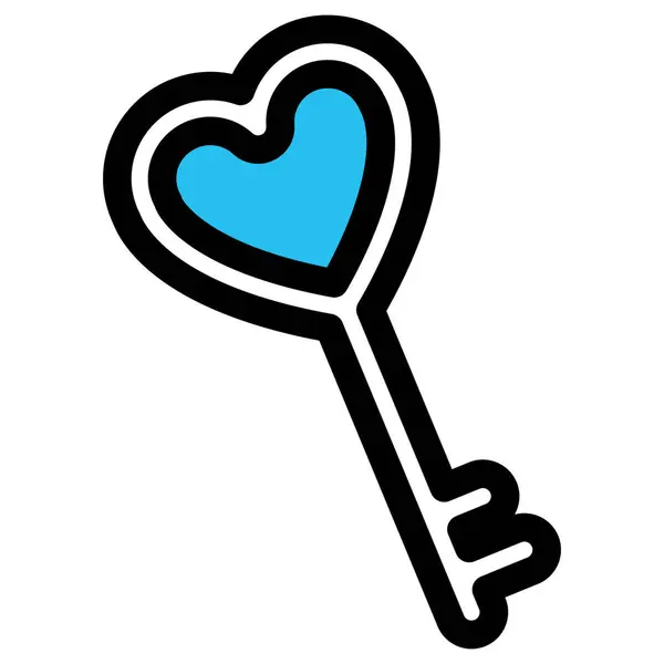 Κλειδί Καρδιάς Κλειδί Στην Καρδιά Συμπληρώστε Διανυσματικό Εικονίδιο Που Μπορεί — Διανυσματικό Αρχείο