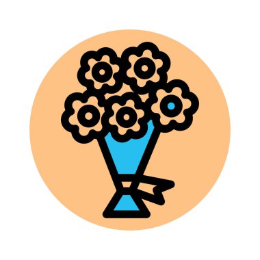 Buket, çiçekler Kolayca değişebilen veya düzenleyebilen arkaplan vektör simgesini doldur