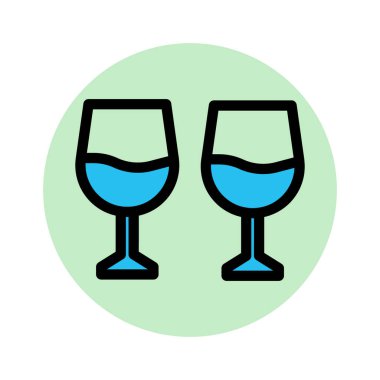  Kutlama, şampanya bardakları Arka plan vektör simgesini doldurun. Bu simge kolayca değiştirilebilir veya düzenlenebilir