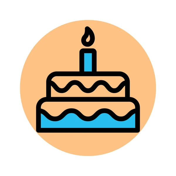 Doğum Günü Pastası Pasta Kolayca Düzenleyebilen Arka Plan Vektör Simgesini — Stok Vektör
