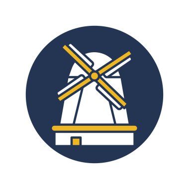 Yel değirmenleri, Kinderdijk, Hollanda, Hollanda tamamen düzenlenebilir vektör simgeleri