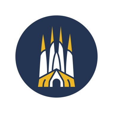 Sagrada Familia, Barselona, İspanya, katedral tamamen düzenlenebilir vektör simgeleri