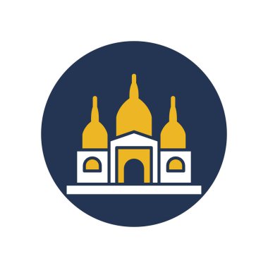 Sacr Coeur, Paris, Fransa, kilise tamamen düzenlenebilir vektör simgeleri