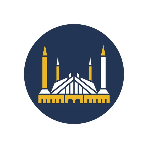 Faisal Mecset Iszlámábád Pakisztán Faisal Masjid Teljesen Szerkeszthető Vektor Ikonok — Stock Vector