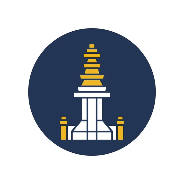 Świątynia Besakih Bali Indonezja Świątynia Pełni Edytowalne Wektorowe Ikony — Wektor stockowy