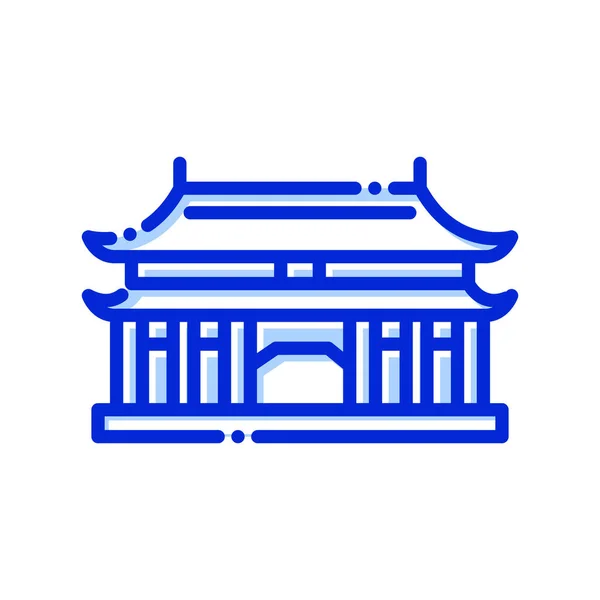 Zakázané Město Peking Čína Mezník Plně Upravitelné Vektorové Ikony — Stockový vektor