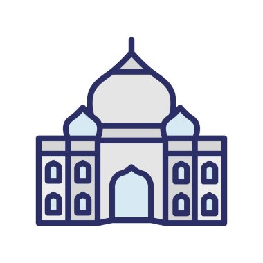 Taj Mahal, Agra, Hindistan, Tapınak tamamen düzenlenebilir vektör simgeleri