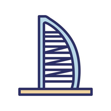 Burj al Arab, Hotel, Dubai, gökdelen tamamen düzenlenebilir vektör simgeleri