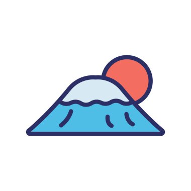 Fuji Dağı, Japonya, manzara, tamamen düzenlenebilir vektör simgeleri