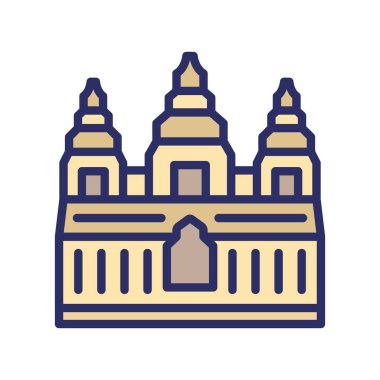 Angkor Wat, Kamboçya, thom, taş tapınak tamamen düzenlenebilir vektör simgeleri