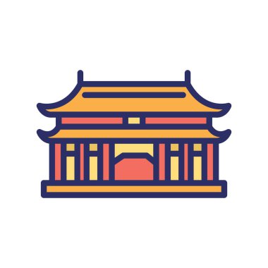 Yasak Şehir, Pekin, Çin, tamamen düzenlenebilir vektör simgeleri