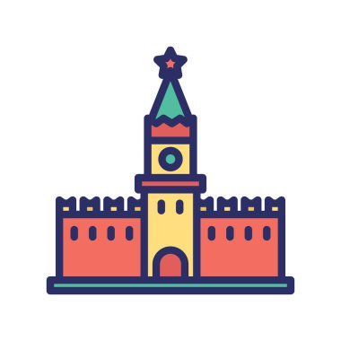 Kremlin, Moskova, Rusya, tamamen düzenlenebilir vektör simgeleri oluşturuyor