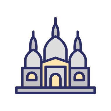 Sacr Coeur, Paris, Fransa, kilise tamamen düzenlenebilir vektör simgeleri