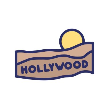Hollywood İşareti, Los Angeles, California, Lee Dağı tamamen düzenlenebilir vektör simgeleri