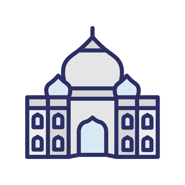 Taj Mahal Agra Indie Chrám Plně Upravitelné Vektorové Ikony — Stockový vektor