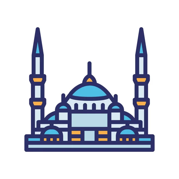 Mosquée Bleue Istanbul Turquie Mosquée Icônes Vectorielles Entièrement Modifiables — Image vectorielle