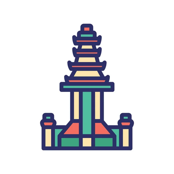 Templo Besakih Bali Indonesia Templo Iconos Vectoriales Totalmente Editable — Vector de stock