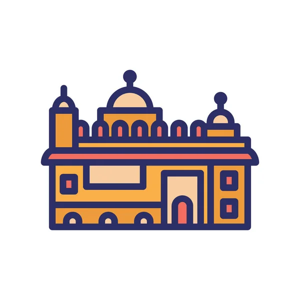 Golden Temple Amritsar India Harmandir Sahib Icone Vettoriali Completamente Modificabili — Vettoriale Stock