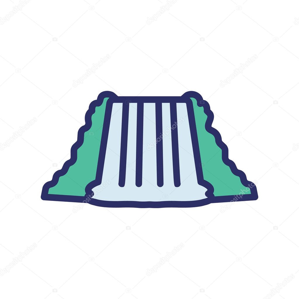 Niagara Falls,  border of Ontario, Canada,  border of New York fully editable vector icons
