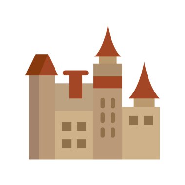 Bran Kalesi, Transilvanya, Romanya, Azerbaycan tamamen düzenlenebilir vektör simgeleri