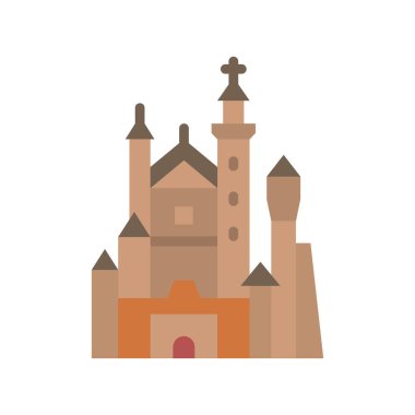 Neuschwanstein, Bavyera, Almanya, kale tamamen düzenlenebilir vektör simgeleri 