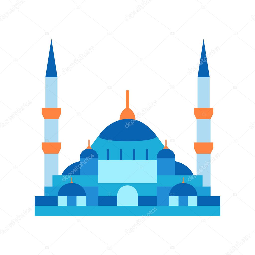 Blue Mosque, Istanbul,Turkey, Mosque fully editable vector icons