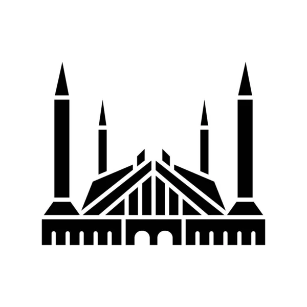 Faisal Mosque Islamabad Pakistan Faisal Masjid Fully Editable Vector Icons — Stock Vector