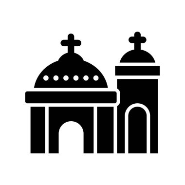 Mavi Kubbe, Kilise, Santorini, Yunanistan tamamen düzenlenebilir vektör simgeleri