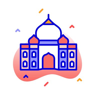 Taj Mahal, Agra, Hindistan, Tapınak tamamen düzenlenebilir vektör simgeleri