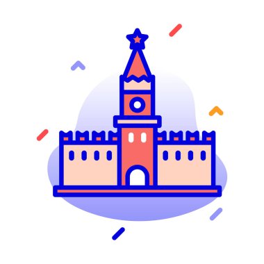 Kremlin, Moskova, Rusya, tamamen düzenlenebilir vektör simgeleri oluşturuyor