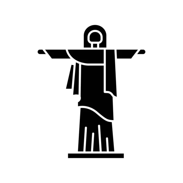 Cristo Redentor Río Janeiro Brasil Iconos Vectoriales Totalmente Editables — Archivo Imágenes Vectoriales