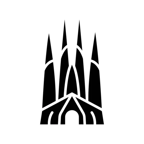 Sagrada Familia Βαρκελώνη Ισπανία Καθεδρικός Ναός Πλήρως Επεξεργάσιμα Εικονίδια Διάνυσμα — Διανυσματικό Αρχείο