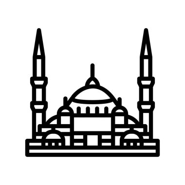 Mavi Cami, İstanbul, Türkiye, Cami tamamen düzenlenebilir vektör simgeleri