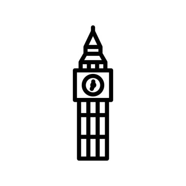 Big Ben, Londra, İngiltere, tamamen düzenlenebilir vektör simgeleri