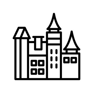 Bran Kalesi, Transilvanya, Romanya, Azerbaycan tamamen düzenlenebilir vektör simgeleri