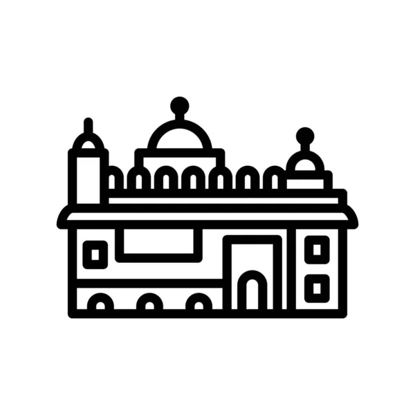 Golden Temple Amritsar India Harmandir Sahib Fully Editable Vector Icons — 스톡 벡터