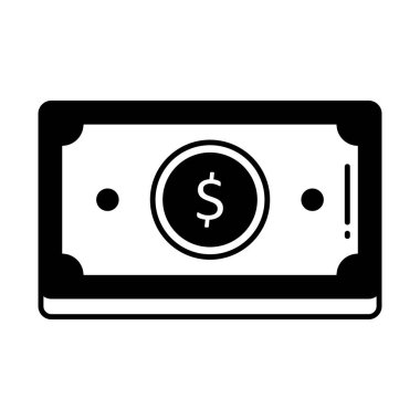 Kağıt para Yarı Glyph vektör simgesi Kolayca düzenleyebilirsiniz