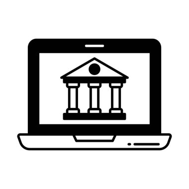 Çevrimiçi bankacılık Yarı Glyph vektör simgesi. Bu simge kolayca değiştirilebilir ya da düzenlenebilir