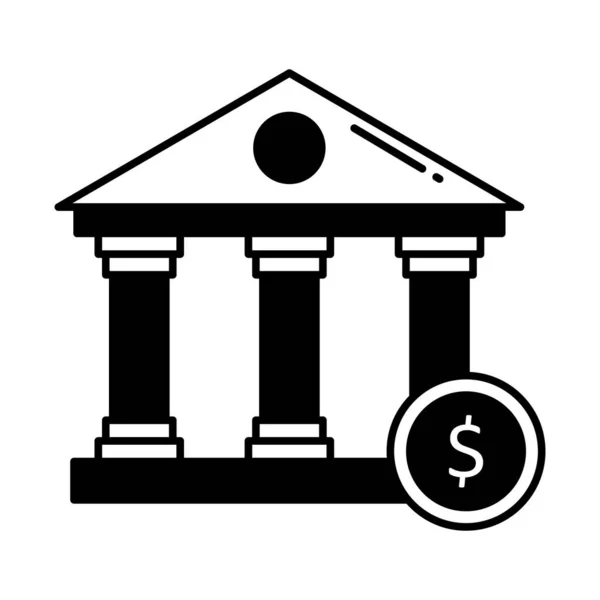 Bank Building Half Glyph Vector Icon Which Can Easily Modify — Stock Vector