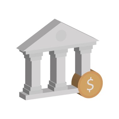 Banka binası Isometric Vektör izole simgesi kolayca düzenleyebilir veya değiştirebilir